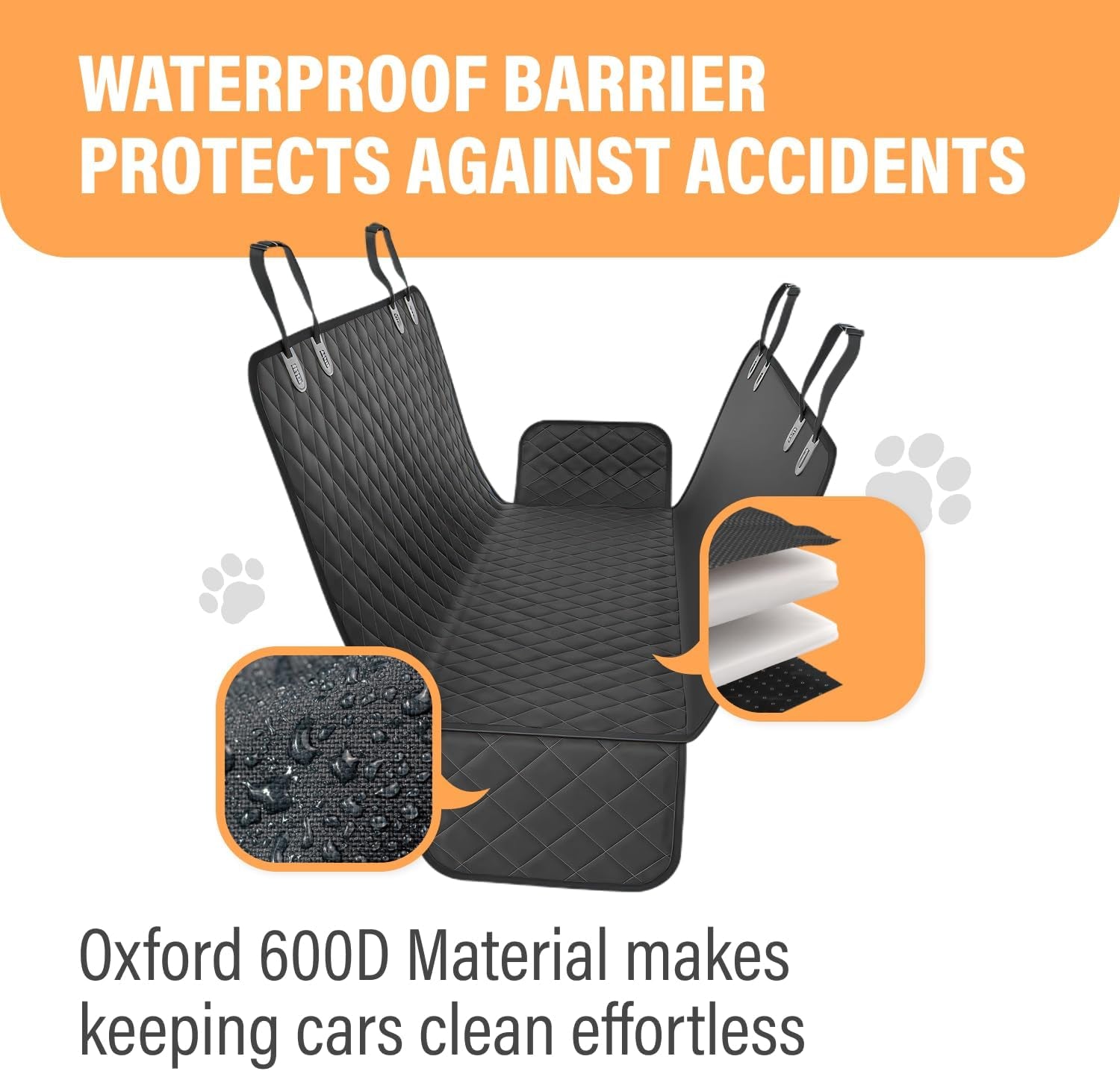 Premium Black Waterproof Dog Car Hammock - Ultimate Backseat Protector for Trucks, Sedans, and SUVs - Easy to Clean, Machine Washable, and Perfect for All Dog Sizes