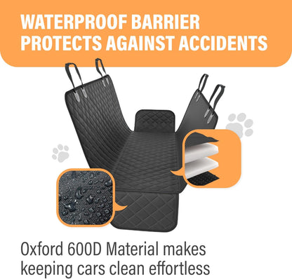 Premium Black Waterproof Dog Car Hammock - Ultimate Backseat Protector for Trucks, Sedans, and SUVs - Easy to Clean, Machine Washable, and Perfect for All Dog Sizes