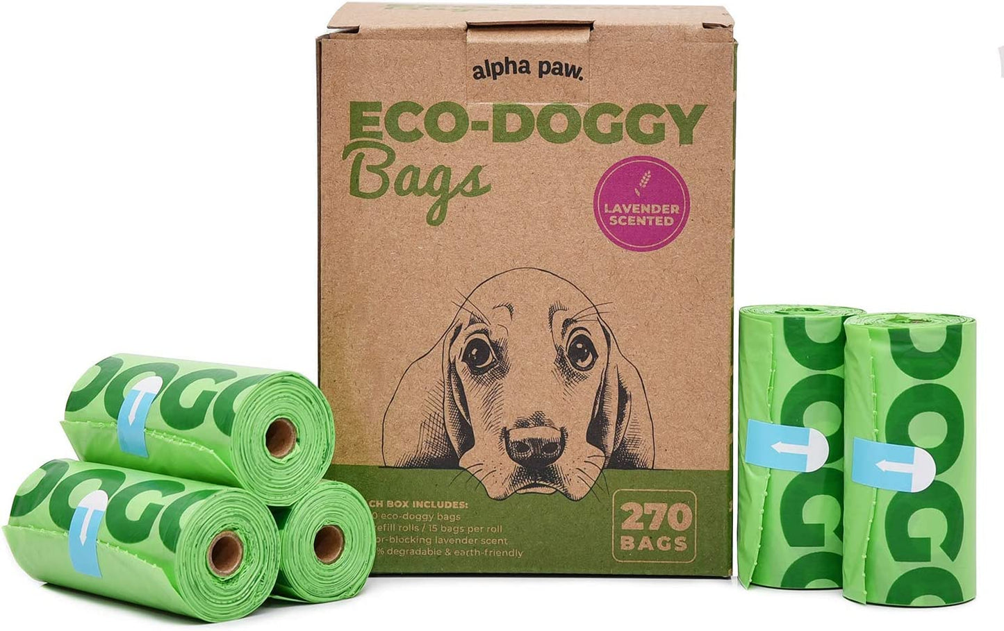 Eco-Friendly Lavender-Scented Dog Poop Bags - 270 Count Biodegradable & Odor-Blocking Waste Bags for Responsible Pet Owners