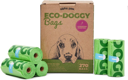 Eco-Friendly Lavender-Scented Dog Poop Bags - 270 Count Biodegradable & Odor-Blocking Waste Bags for Responsible Pet Owners