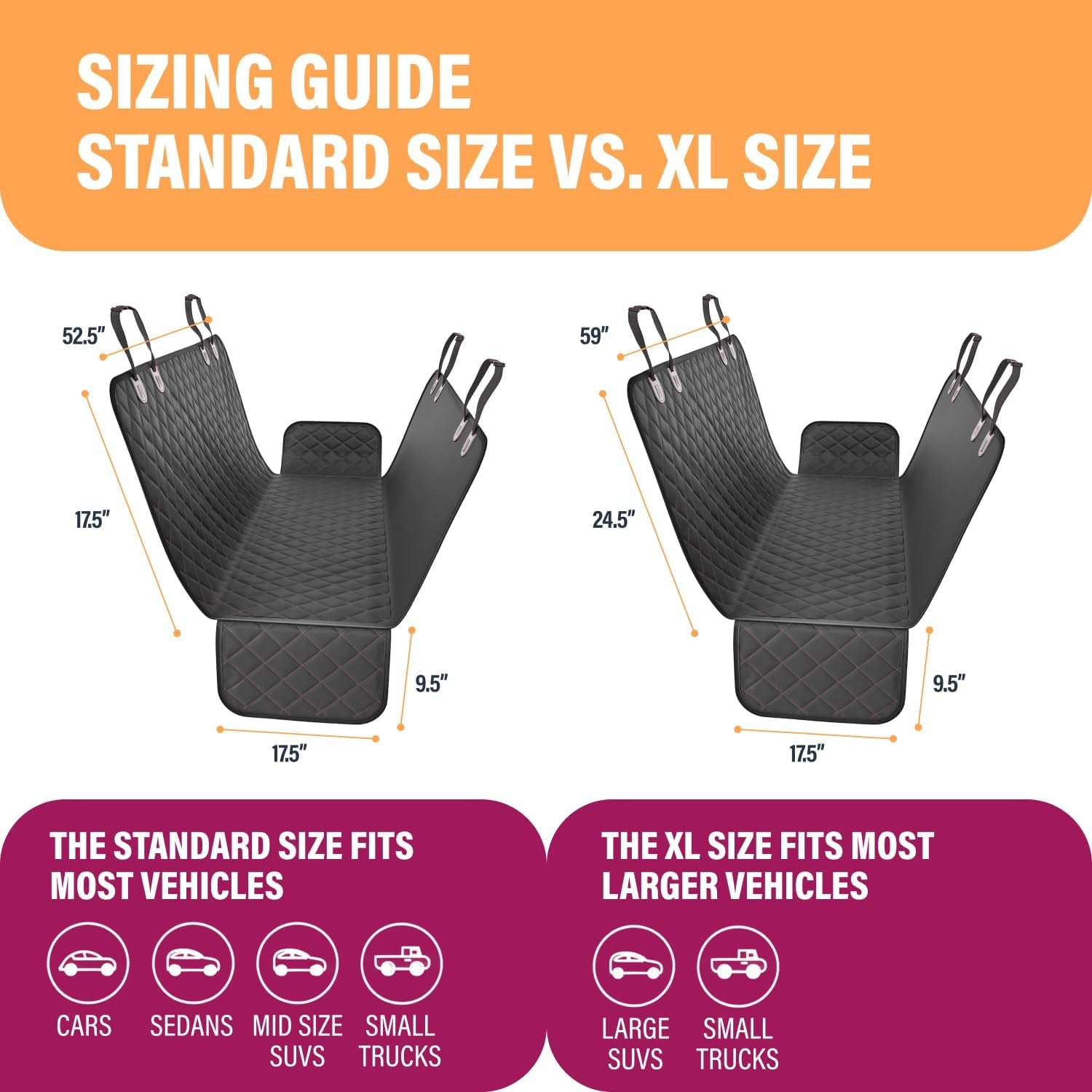 Premium Black Waterproof Dog Car Hammock - Ultimate Backseat Protector for Trucks, Sedans, and SUVs - Easy to Clean, Machine Washable, and Perfect for All Dog Sizes