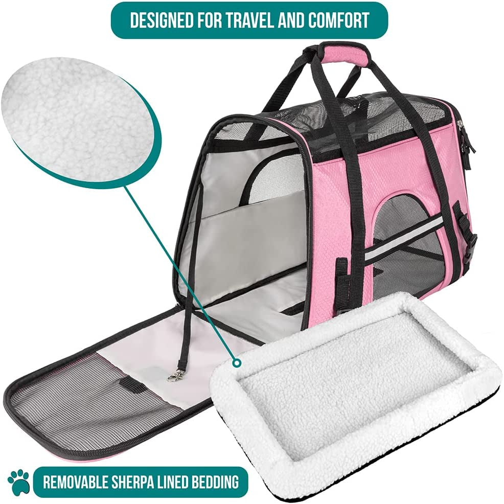 Comfortable and Stylish Airline Approved Pet Carrier for Cats and Small Dogs - Perfect Travel Companion in Pink