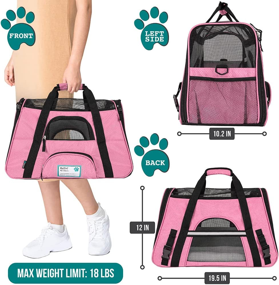 Comfortable and Stylish Airline Approved Pet Carrier for Cats and Small Dogs - Perfect Travel Companion in Pink