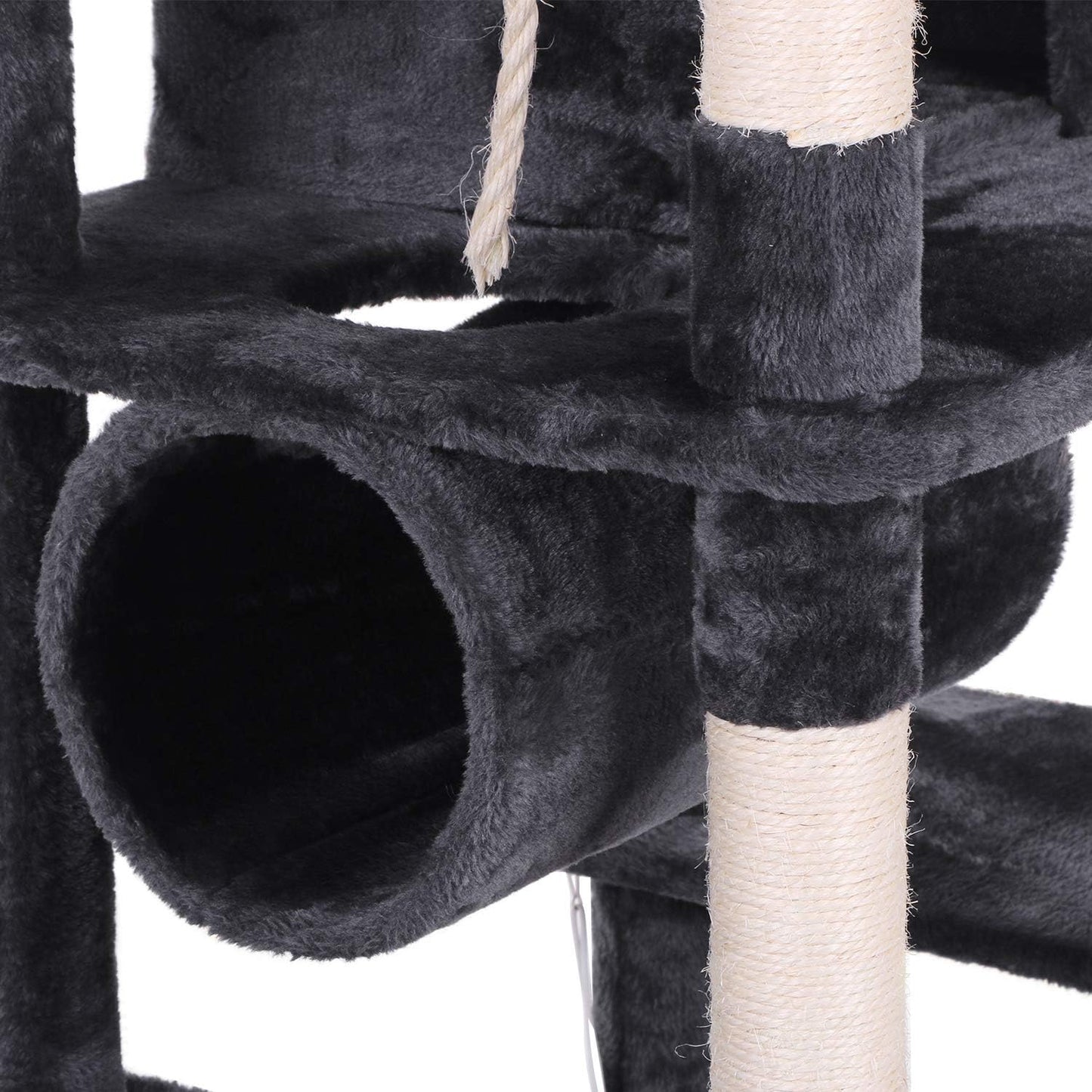 Deluxe Cat Tree Condo with Hammock, Tunnel, and Scratching Posts - Perfect Playground for Your Feline Friends in Smoky Grey