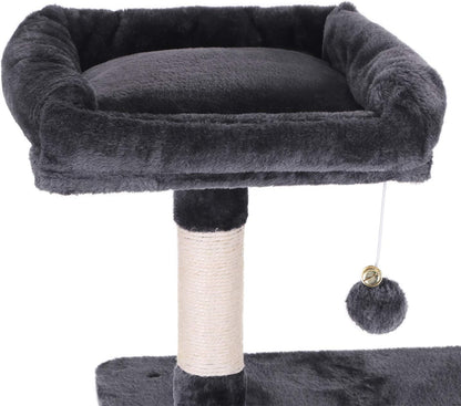 Deluxe Cat Tree Condo with Hammock, Tunnel, and Scratching Posts - Perfect Playground for Your Feline Friends in Smoky Grey
