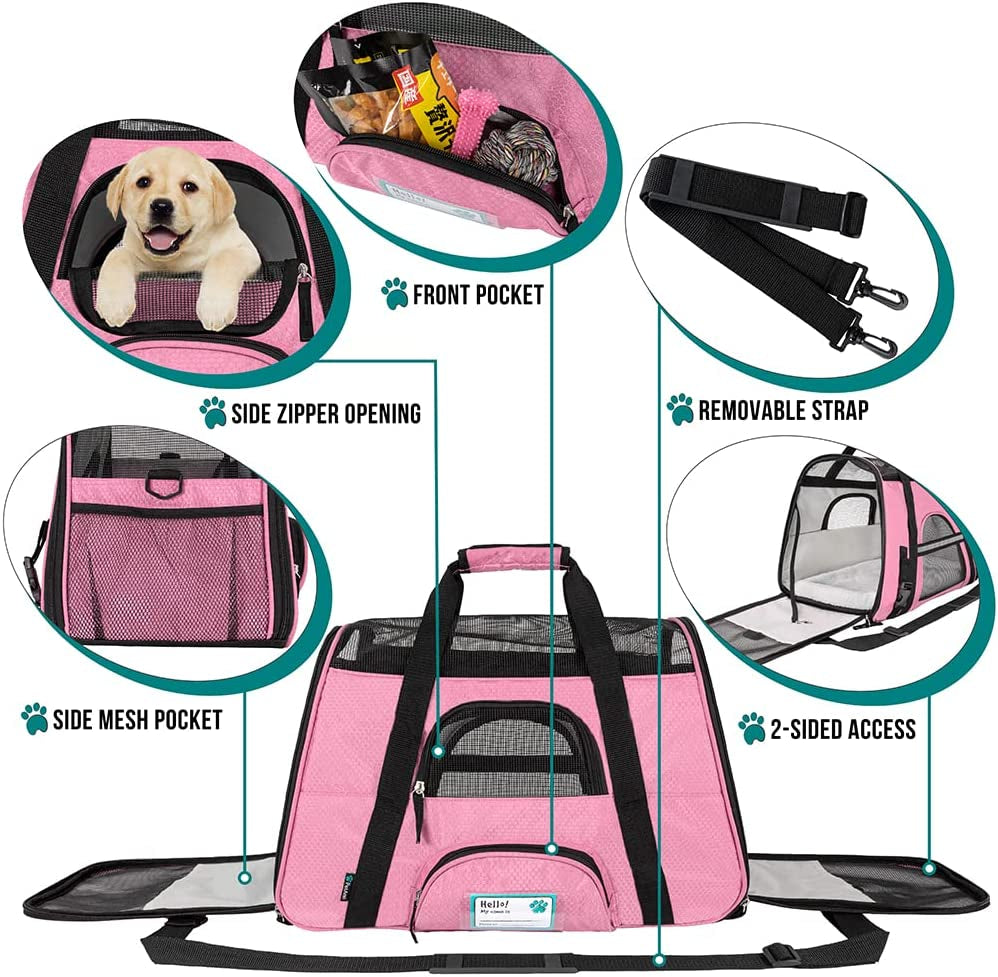 Comfortable and Stylish Airline Approved Pet Carrier for Cats and Small Dogs - Perfect Travel Companion in Pink