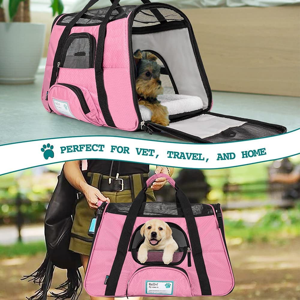Comfortable and Stylish Airline Approved Pet Carrier for Cats and Small Dogs - Perfect Travel Companion in Pink