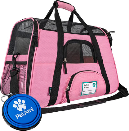 Comfortable and Stylish Airline Approved Pet Carrier for Cats and Small Dogs - Perfect Travel Companion in Pink